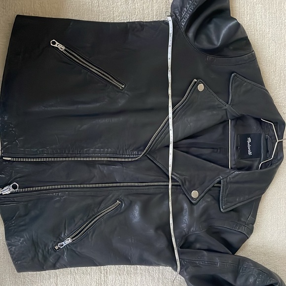 Madewell The Washed Leather Motorcycle Jacket in Black Size Large - Picture 13 of 13
